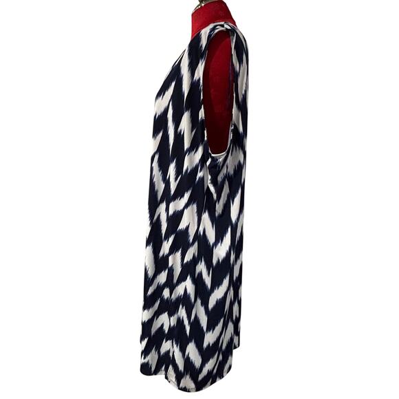 Michael Kors plus size 3X casual dress navy & white sleeveless flowing shift - Picture 8 of 10